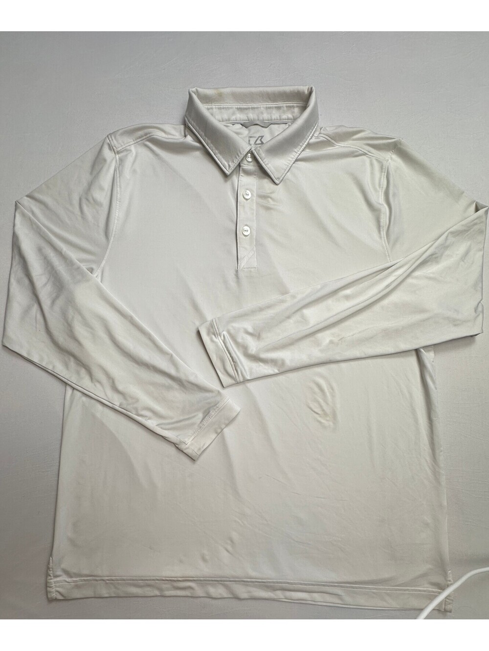 Cutter & Buck Men's Long Sleeve White Polo Shirt CB DryTec L